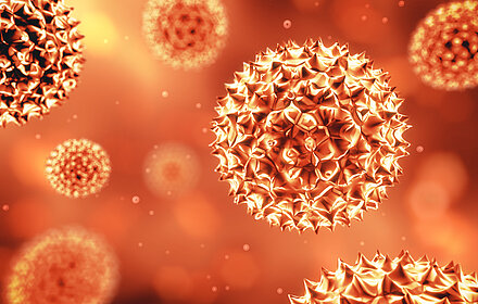 Coronavirus auf orangem Hintergrund