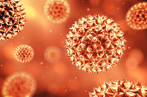 Coronavirus auf orangem Hintergrund