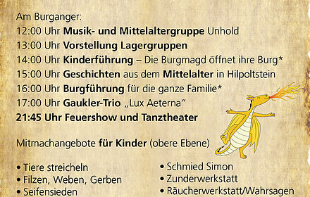 Plakat Programm Mittelalterfest Samstag 2022