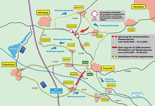 Umleitungsübersicht Straßenbau 2025/2026 Allersberg–Reckenstetten–Freystadt | www.reck-info.de